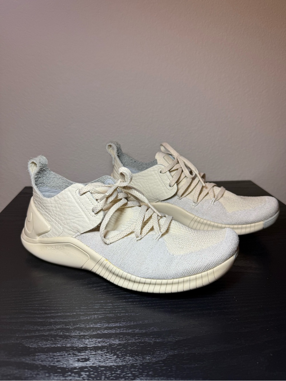 Nike Women's Lightweight Knit Lace-Up Sneakers in Light Beige
